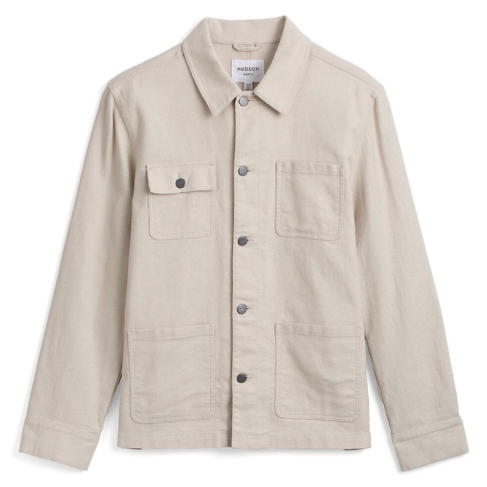 Hudson North The Linen Weekend Lightweight Shirt Jacket Shacket in Sand
